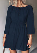 Ruched Tie Neck Dress