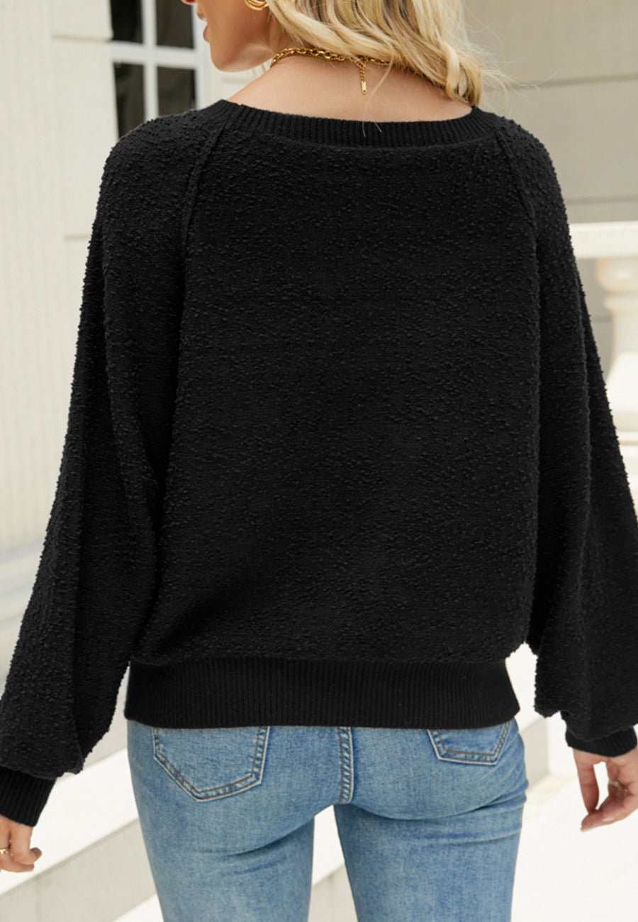 Fuzzy Texture Raglan Sweater