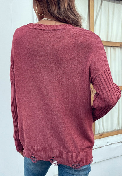 Thunder Bolt Distressed Sleeve Sweater