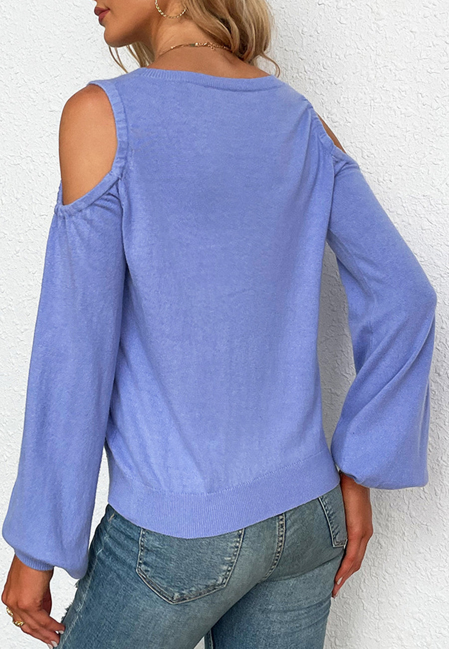 Suéter con mangas de obispo y corte en los hombros 