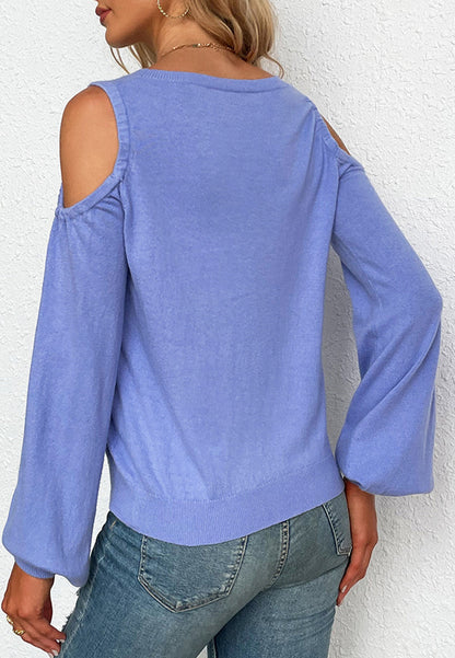 Suéter con mangas de obispo y corte en los hombros 