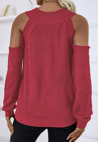 Round Neck Cutout Sweater