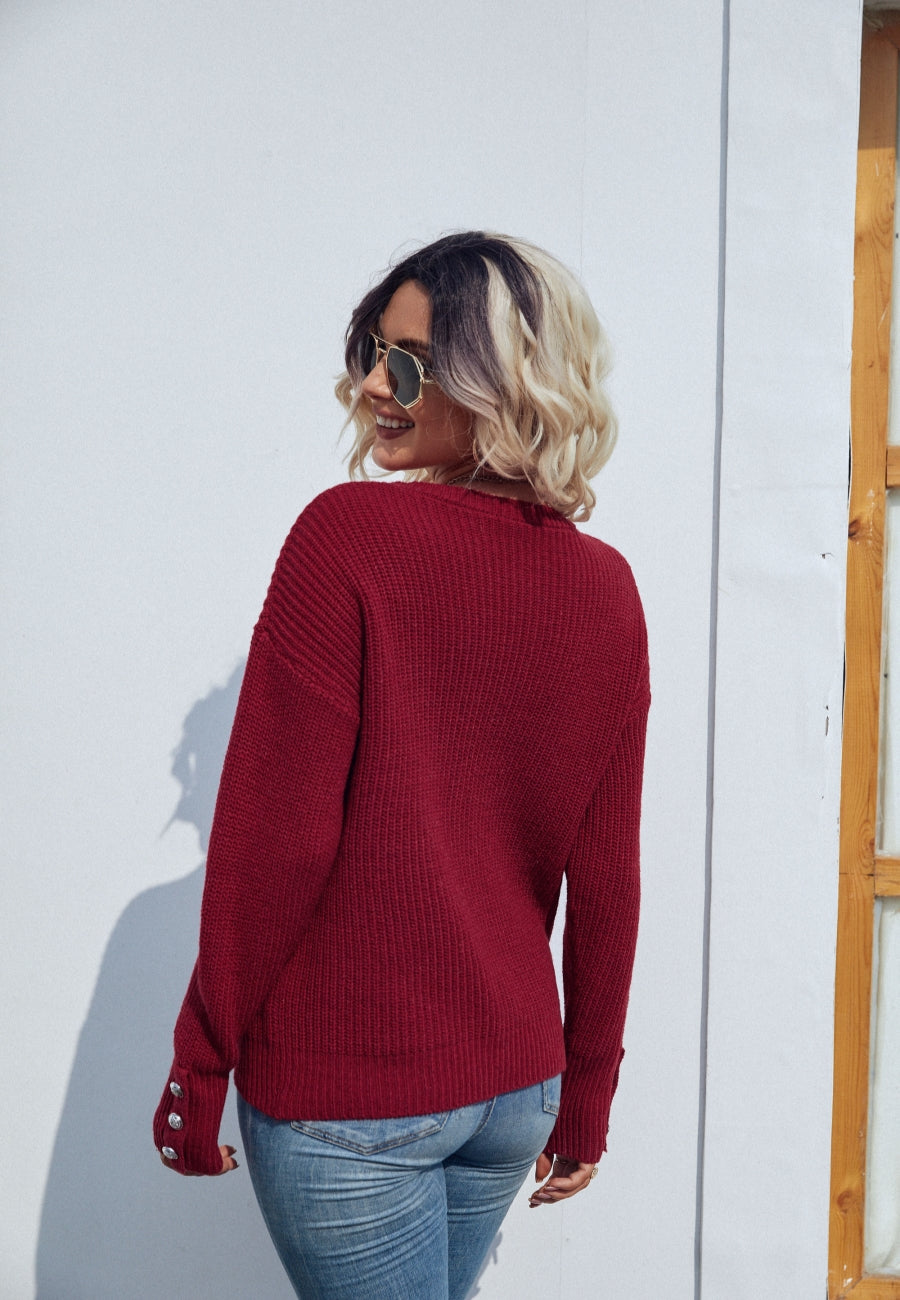 Button Detail Knit Sweater