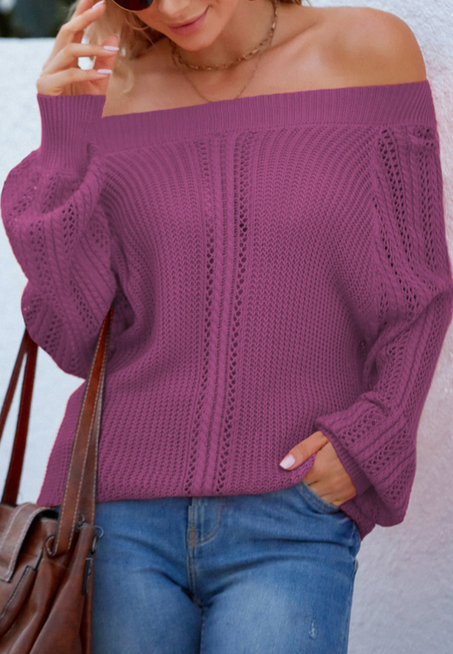 Off-Shoulder Textured Fall Sweater