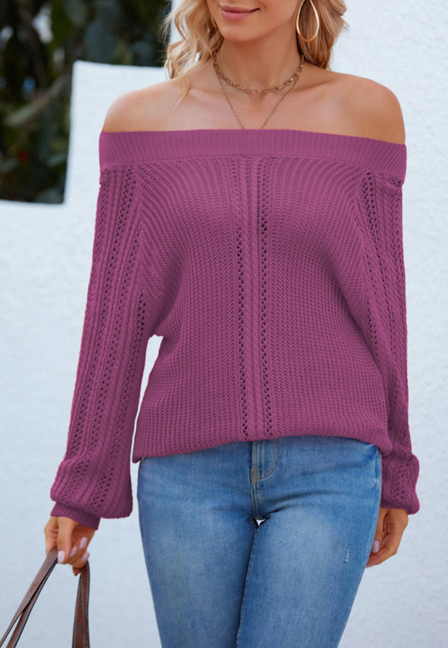 Off-Shoulder Textured Fall Sweater