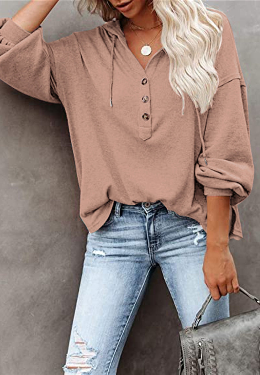 Sudadera con capucha y detalle de botones