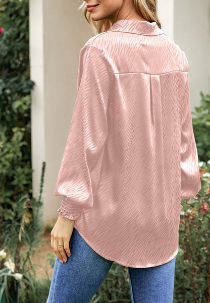 Animal Pattern Shirred Sleeve Shirt