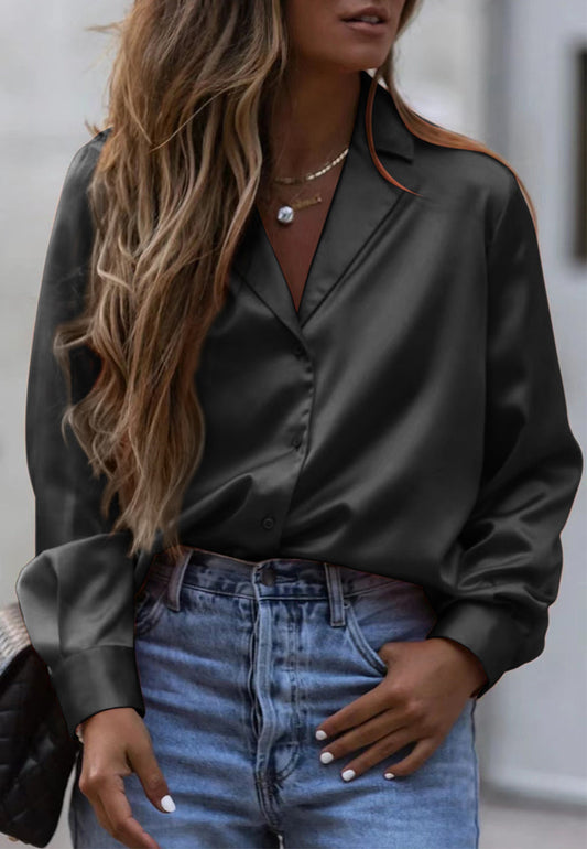 Classic Satin Button Down Shirt