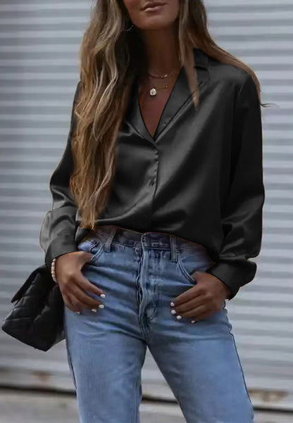 Classic Satin Button Down Shirt