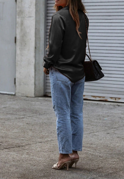 Classic Satin Button Down Shirt