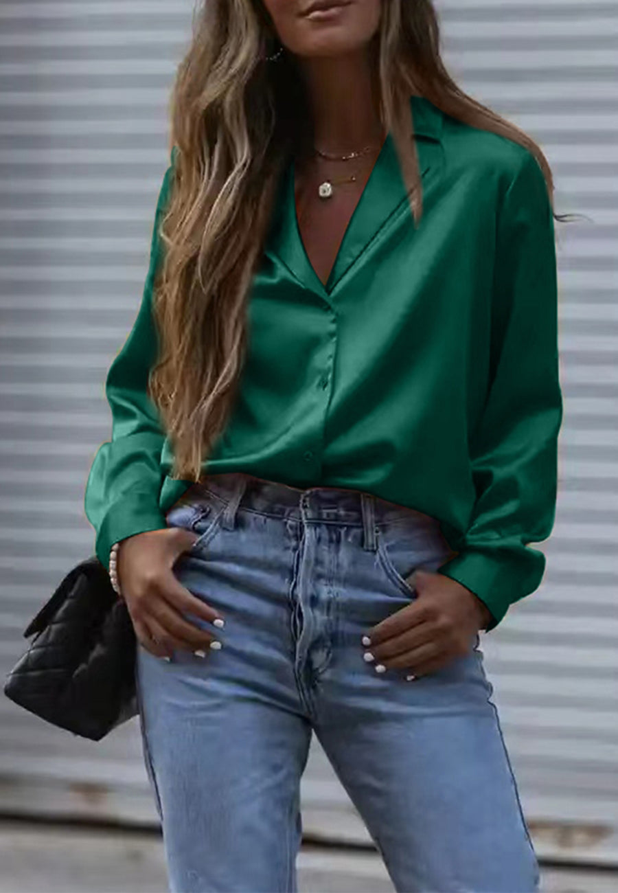 Classic Satin Button Down Shirt