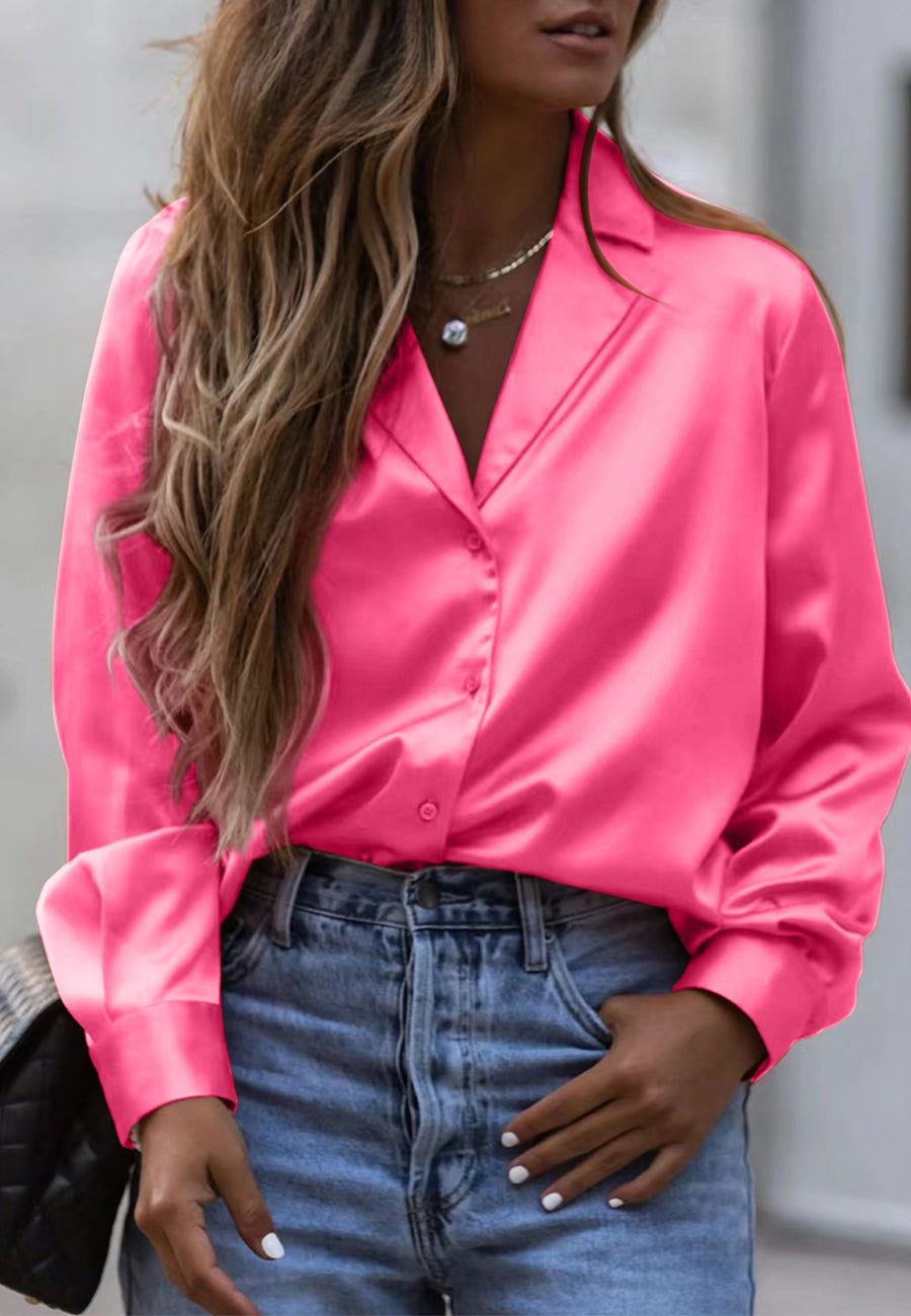 Classic Satin Button Down Shirt