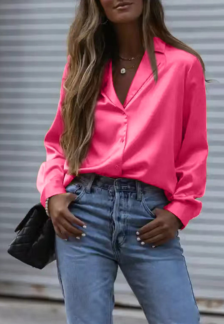 Classic Satin Button Down Shirt