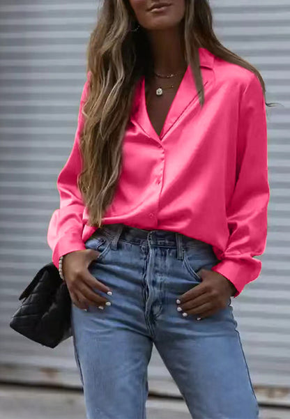 Classic Satin Button Down Shirt