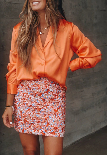 Classic Satin Button Down Shirt