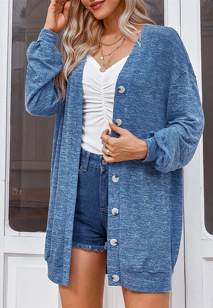 Cárdigan largo de punto teñido espacial