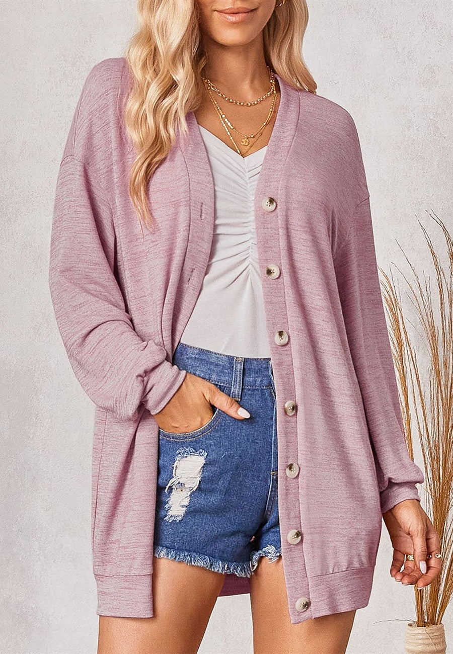 Cárdigan largo de punto teñido espacial