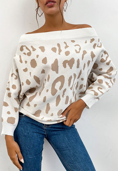 Off Shoulder Leopard Sweater