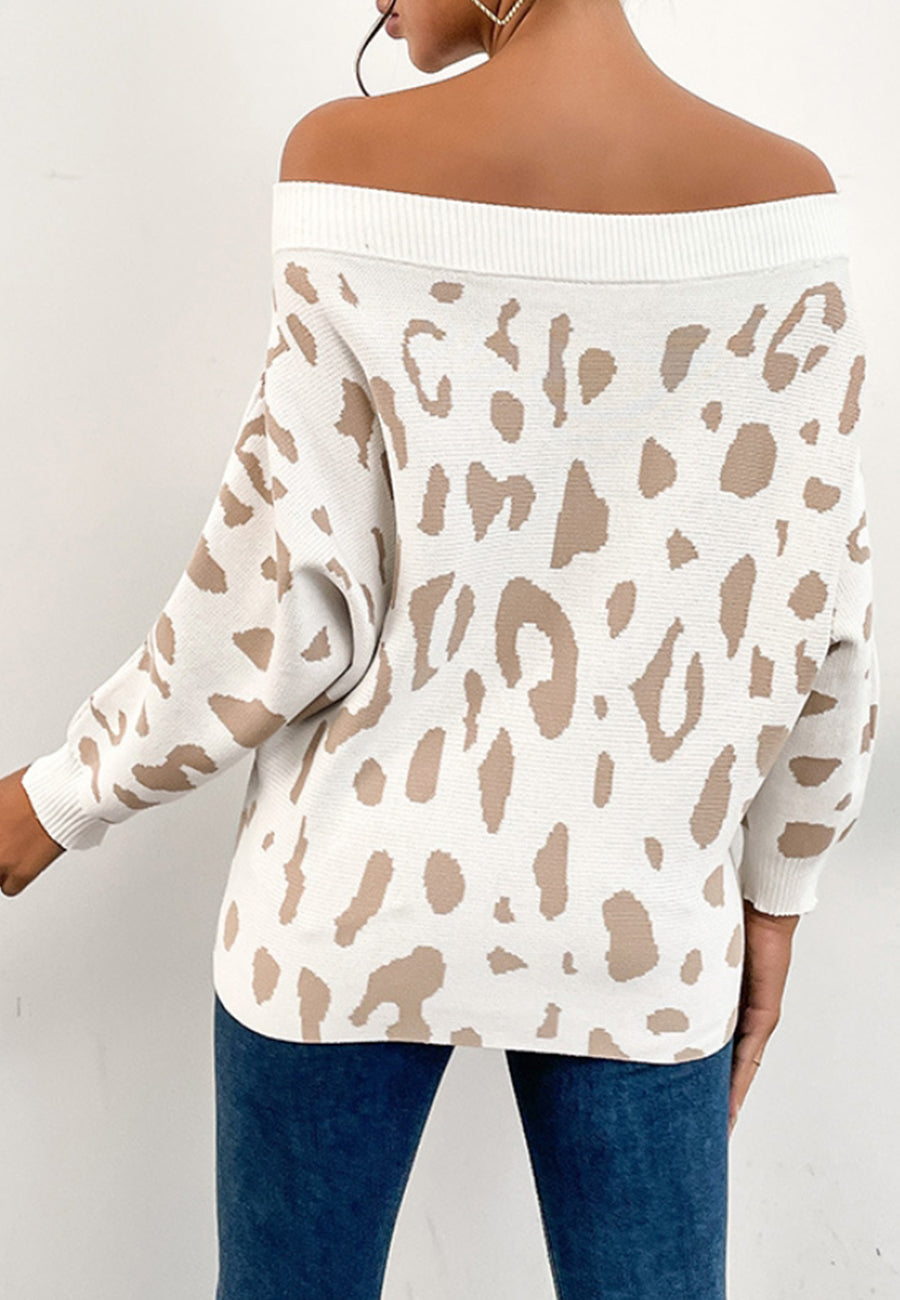 Off Shoulder Leopard Sweater