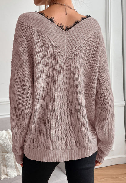 Lace Trim Classic Sweater