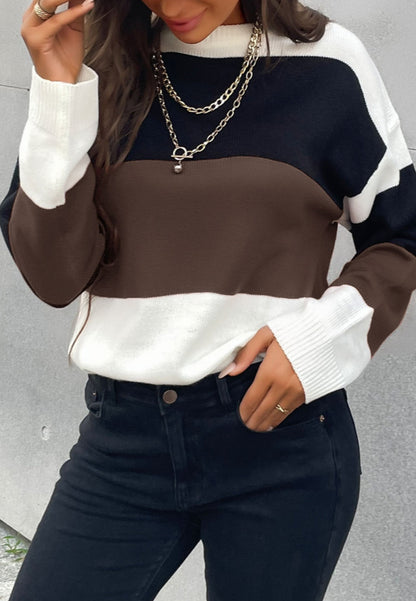 Chic Color Block Striped Sweater