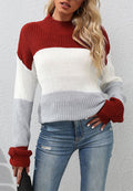 Mock Neck Tri-Tone Sweater