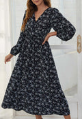 Surplice Neck Floral Midi Dress