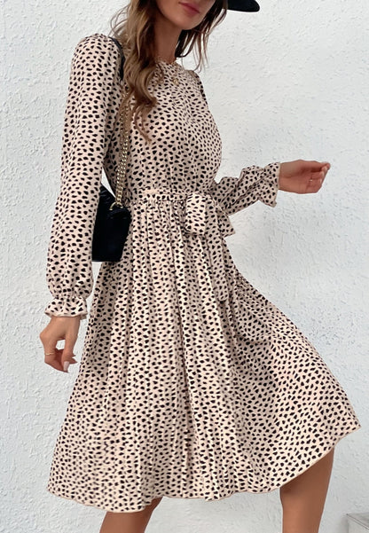 Cheetah Print Pleated Fall Dress