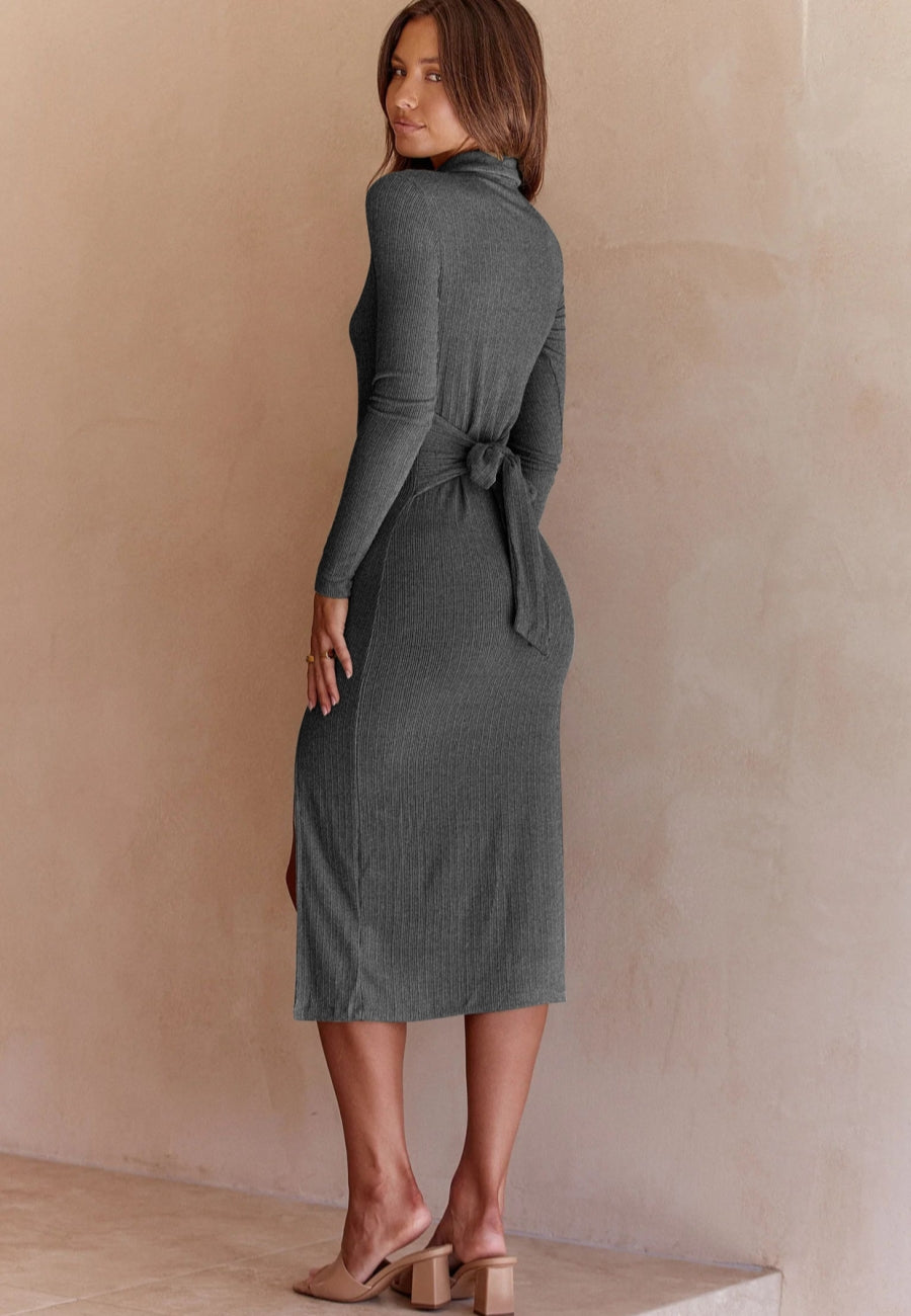 Button Detail Slit Dress