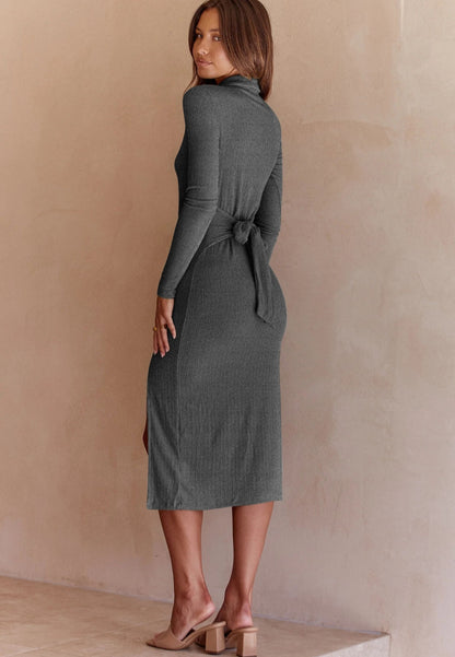 Button Detail Slit Dress