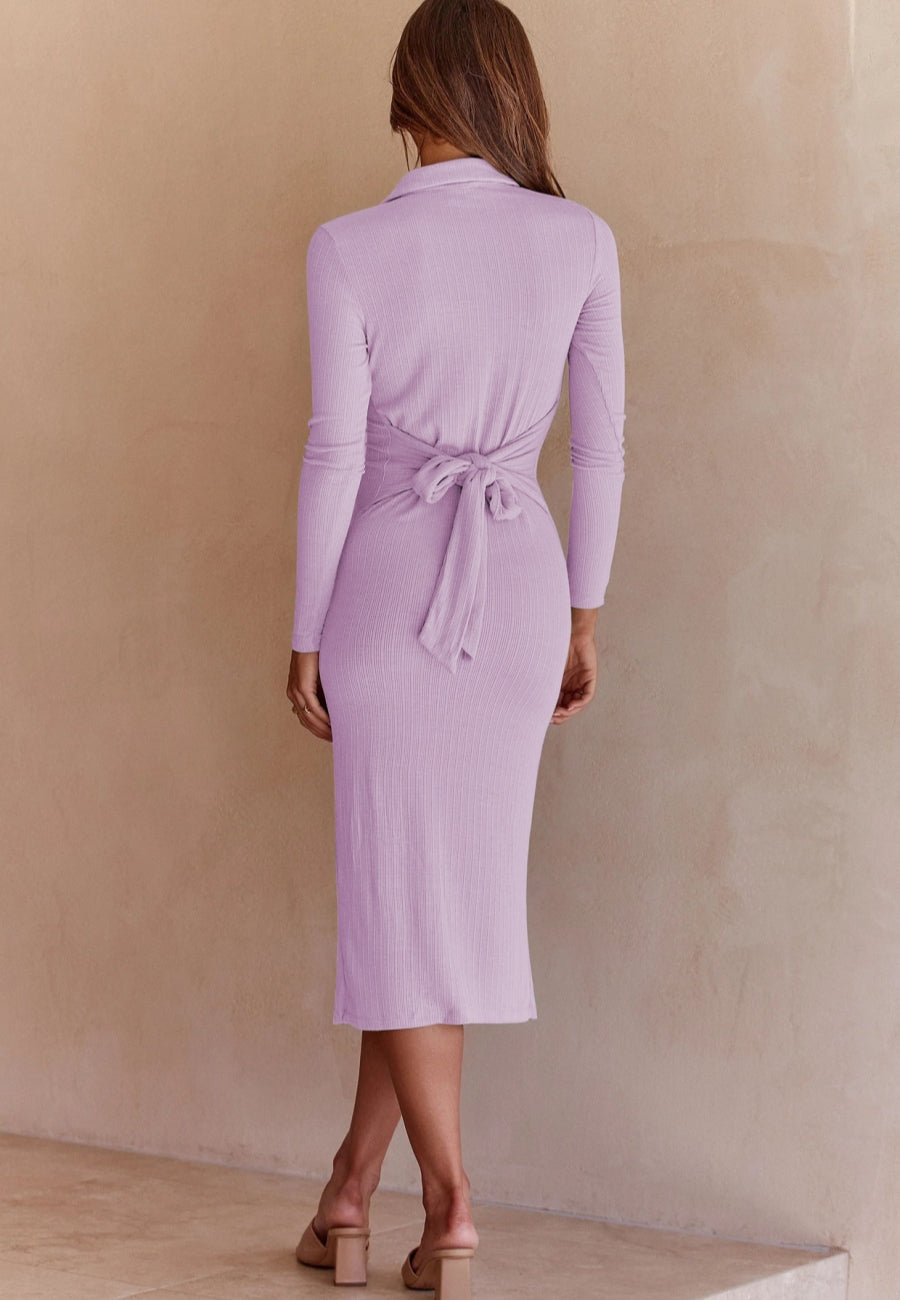 Button Detail Slit Dress