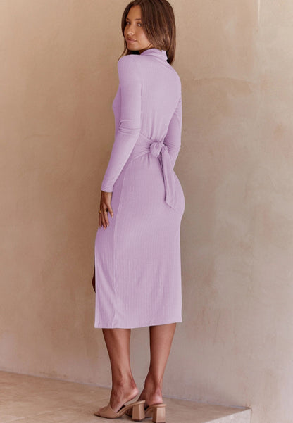 Button Detail Slit Dress