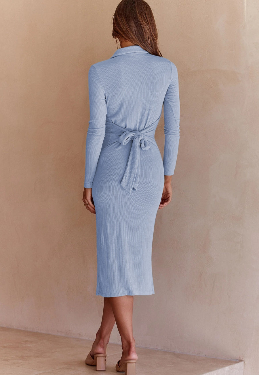 Button Detail Slit Dress