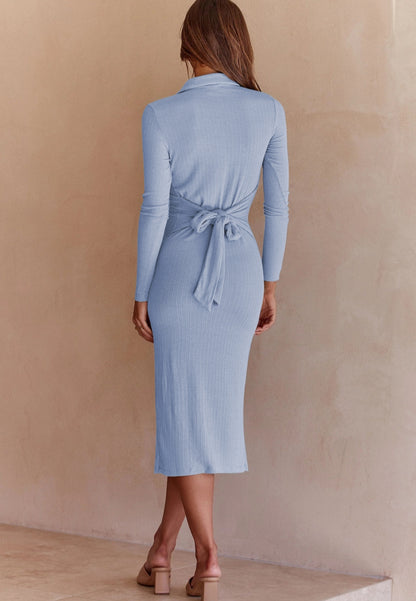 Button Detail Slit Dress