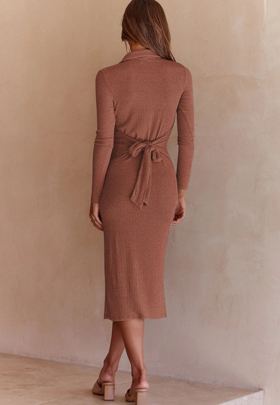 Button Detail Slit Dress