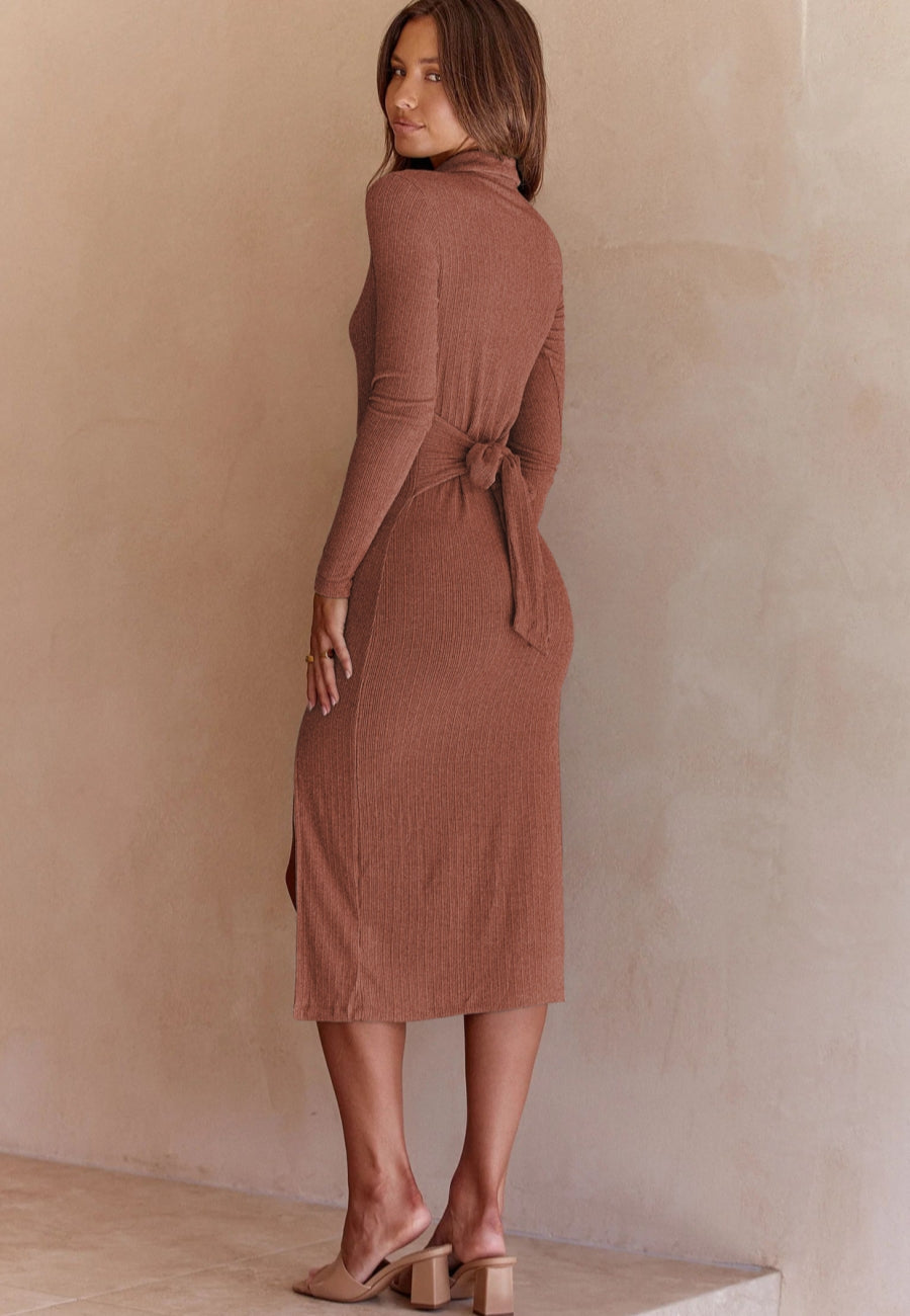 Button Detail Slit Dress