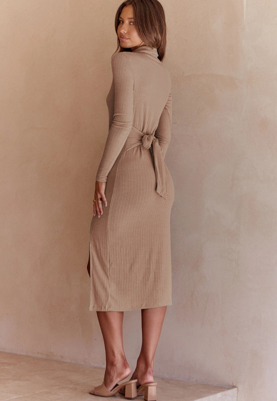 Button Detail Slit Dress