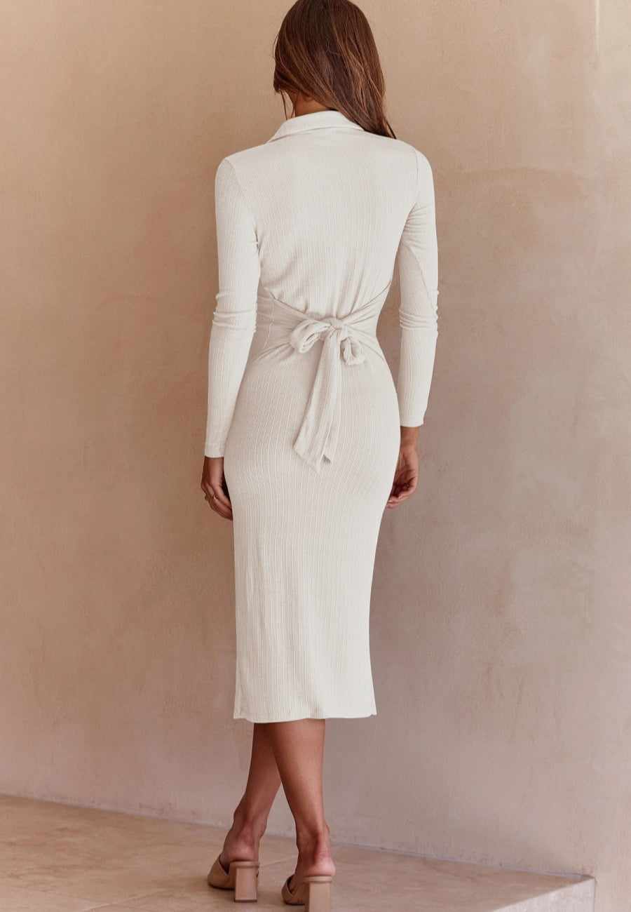 Button Detail Slit Dress