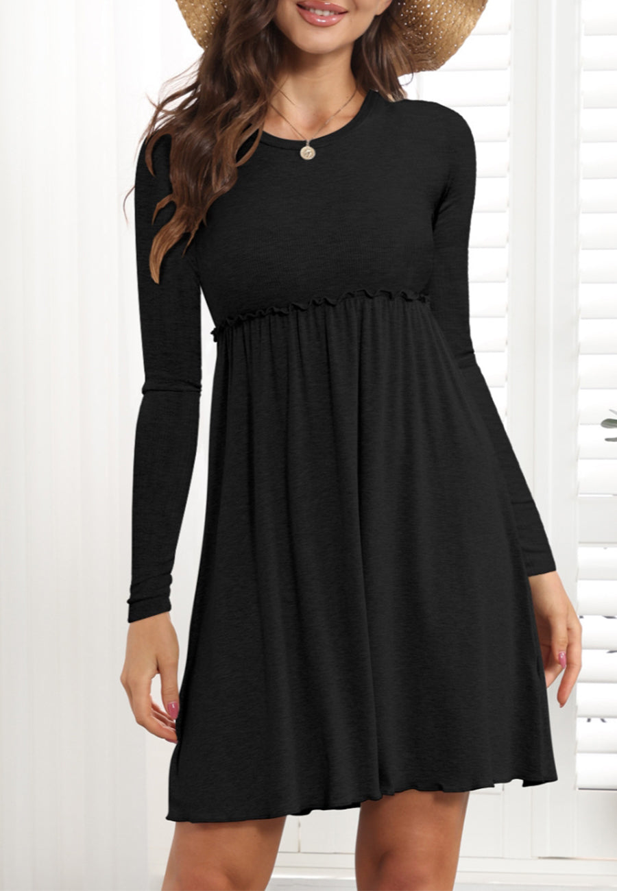 Vestido estilo imperio con ribete de lechuga 