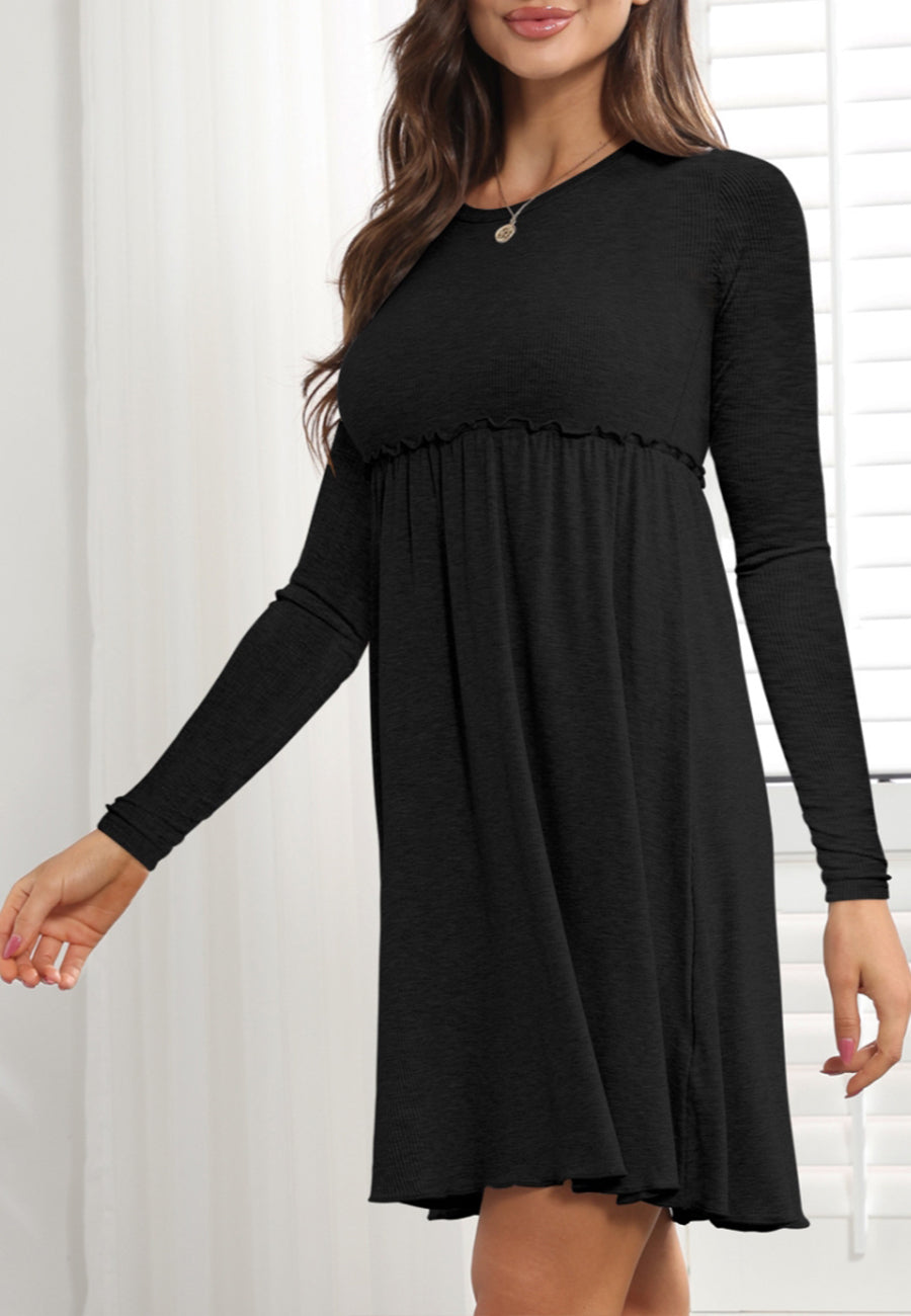 Vestido estilo imperio con ribete de lechuga 