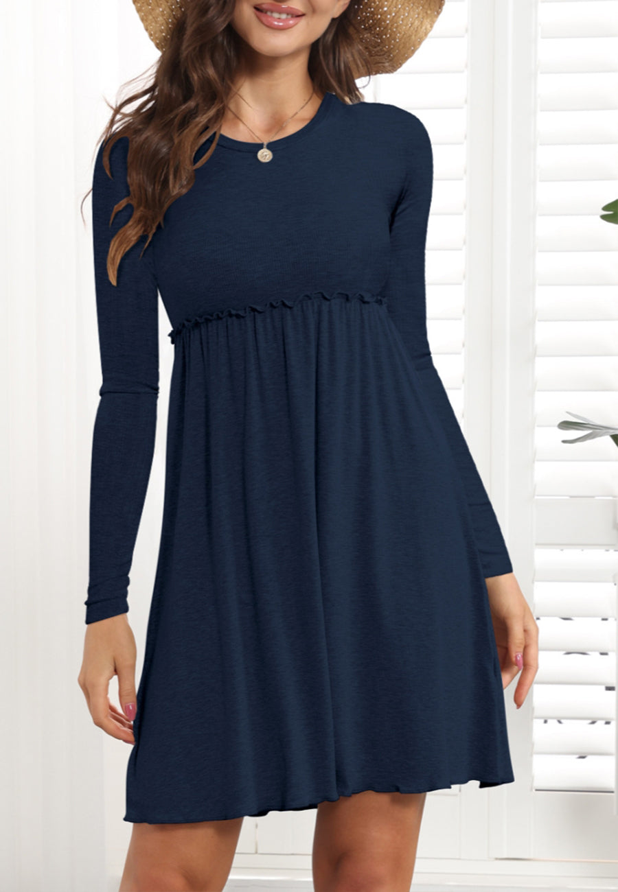 Vestido estilo imperio con ribete de lechuga 