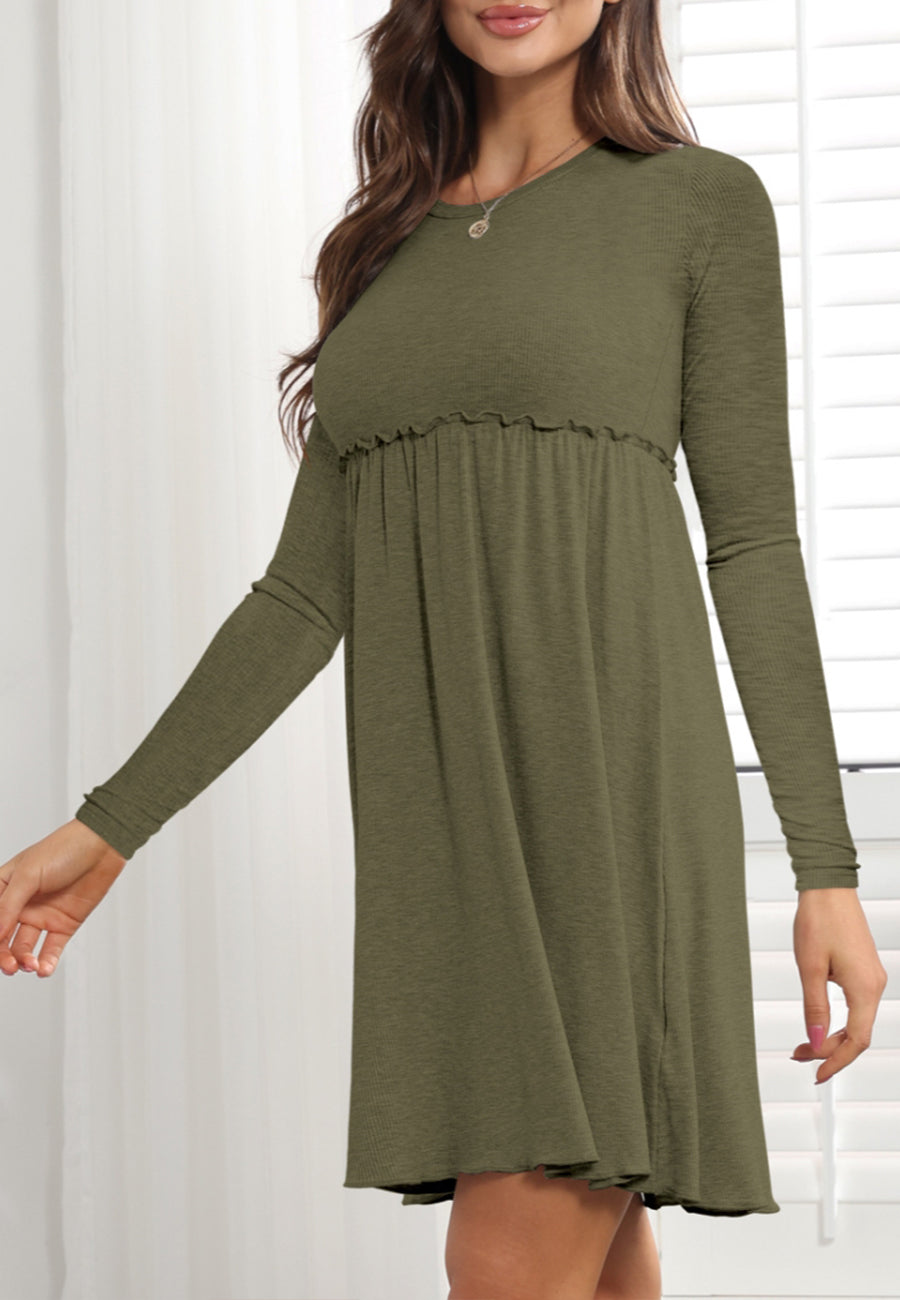 Vestido estilo imperio con ribete de lechuga 