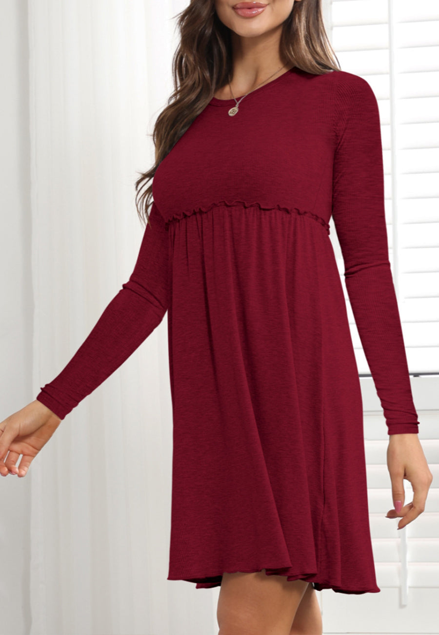 Vestido estilo imperio con ribete de lechuga 
