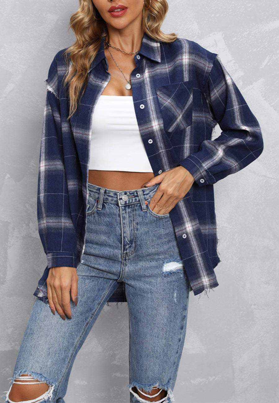 Chaqueta con botones y cuadros escoceses