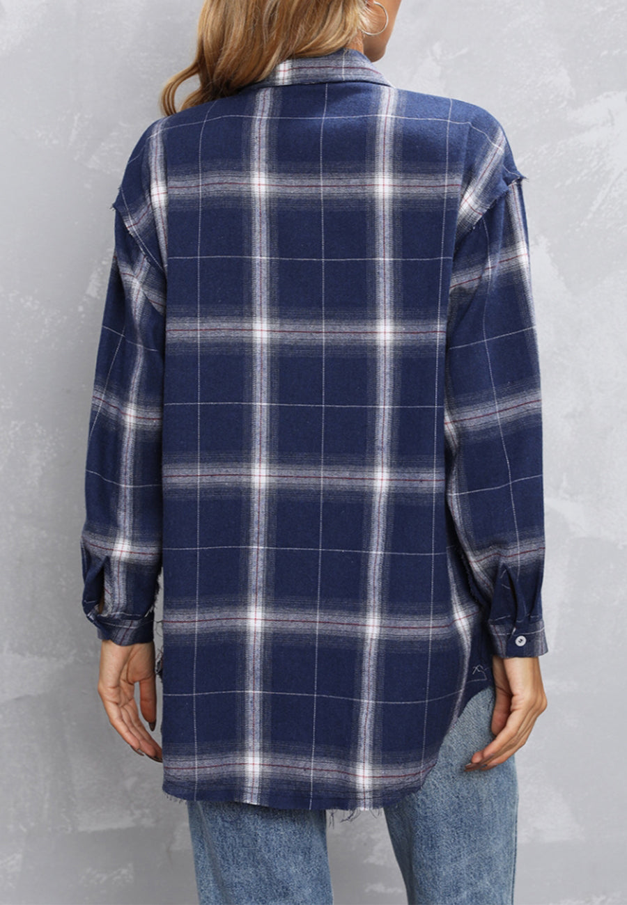 Chaqueta con botones y cuadros escoceses