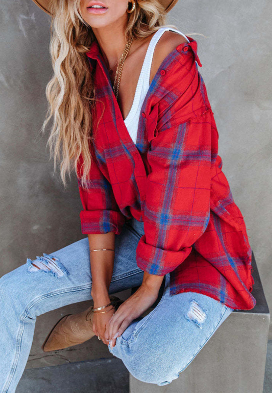 Chaqueta con botones y cuadros escoceses