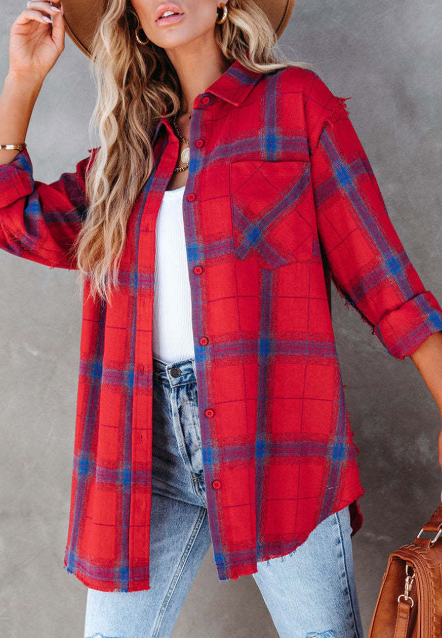 Chaqueta con botones y cuadros escoceses