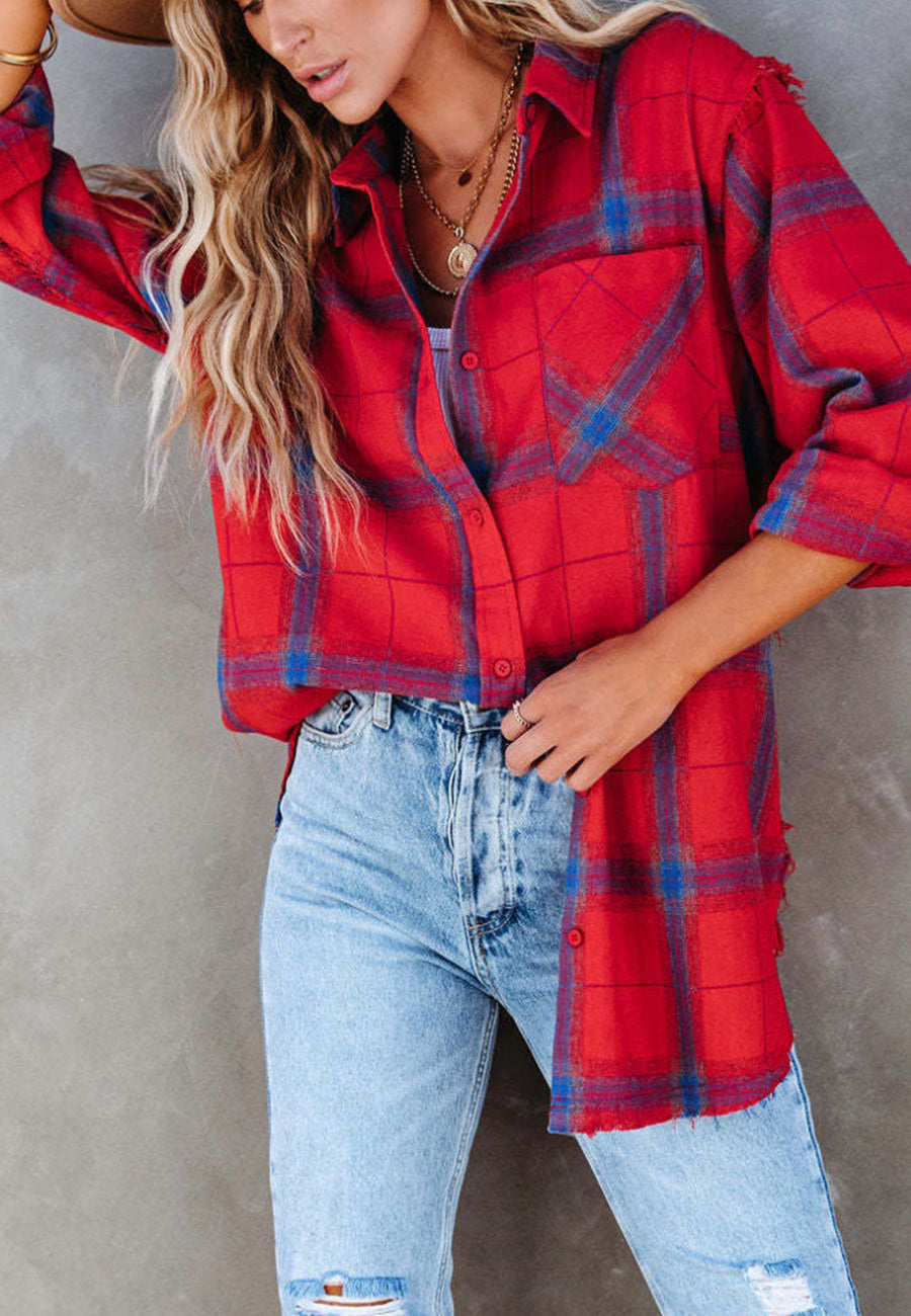 Chaqueta con botones y cuadros escoceses
