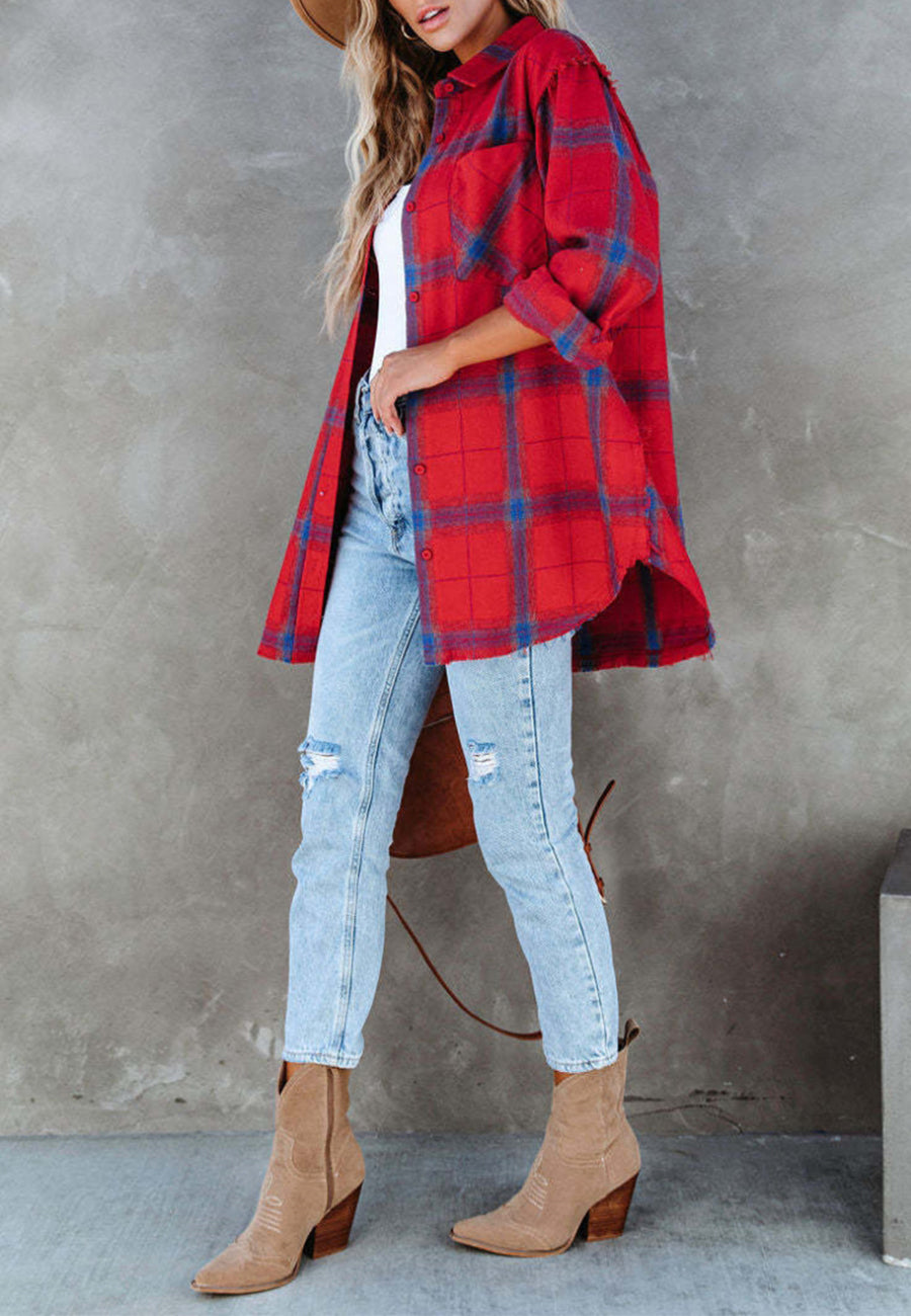 Chaqueta con botones y cuadros escoceses