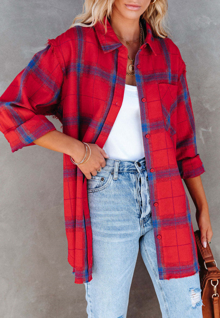 Chaqueta con botones y cuadros escoceses